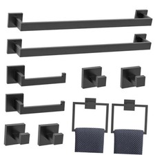 10-Piece Bathroom Hardware Accessories Set 10-pieces Set Matte Black Set B