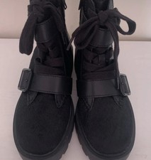 UGG Womens Zorrah Boots Black Calf Suede Buckle Zip Closure