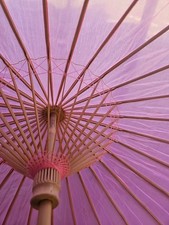 Vintage Chinese 1922 Bamboo Rice Paper Parasol Umbrella