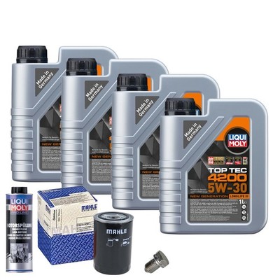 Motoröl 5W30 LIQUI MOLY Top Tec 4200 4L+MAHLE Ölfilter+Spülung+Ölablassschraube