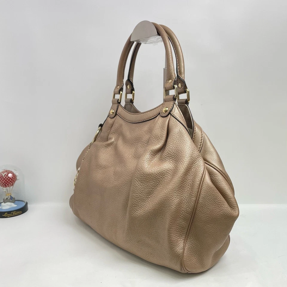 Auténtico bolso hobo de cuero Gucci Sukey dorado claro ebayAG Foto 3 de 4
