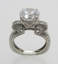 925 STERLING SILVER ROUND CUBIC ZIRCONIA SQUARE SHANK ENGAGEMENT RING SZ 7 6.0G