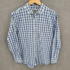 Under 510 Shirt Men Large Blue Gingham Check Lightweight Button Down Long Sleeve