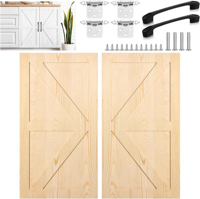 2 Sets 15.5'' W X 29'' H Unfinished Kitchen Cabinet Door Replacement with Hinges