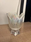 Fenton Tulip Two Way Candle Holder -Votive or Taper- 4" in Iridescent Clear VTG