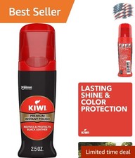 Black Shoe Polish with Two-Layer Sponge - Easy Application  Water Protection