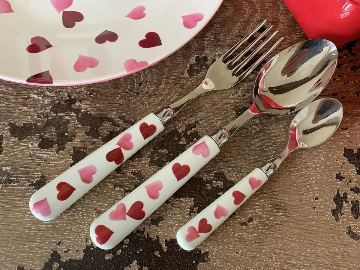 Emma Bridgewater Pink Hearts Set Plate Bowl Cup Snack Boxes Spoons Fork  Children