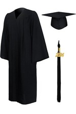 GraduationMall Matte Graduation Gown Cap Tassel Set, Black, Xs 45 5 0-5 2