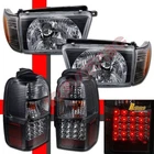 Black Headlights Corner Signal Lamps + LED Tail Lights For 99-02 Toyota 4Runner
