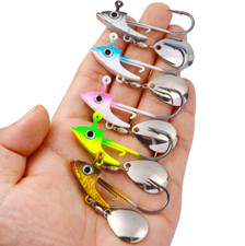 10PCS Lead Jig Heads with Willow Blade Fishing Hook Bass SpinnerBait Tackle