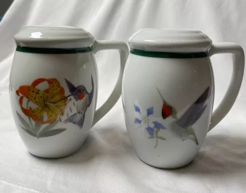 VTG Large Salt &Pepper Shakers Cottage Core Hummingbirds Wild Life Federation