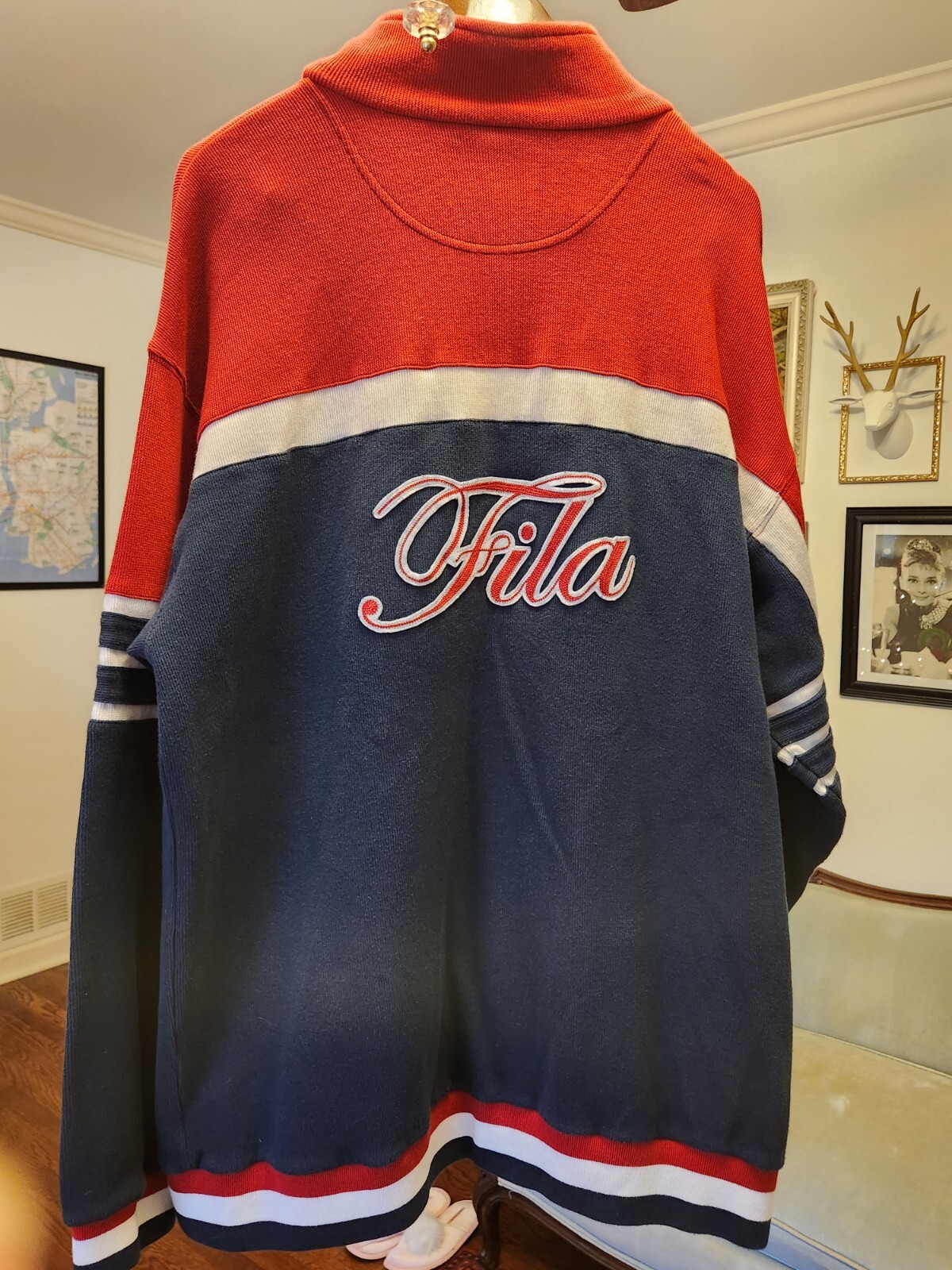 Vintage FILA Italia Uomo Warm Up Track Jacket XXL 58 Blu Rosso Bianco