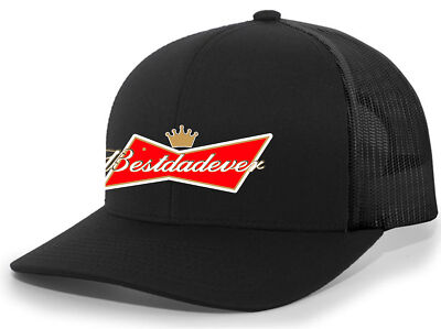 Mens Best Dad Ever Hat Embroidered Funny Red American Can Logo Parody Mens