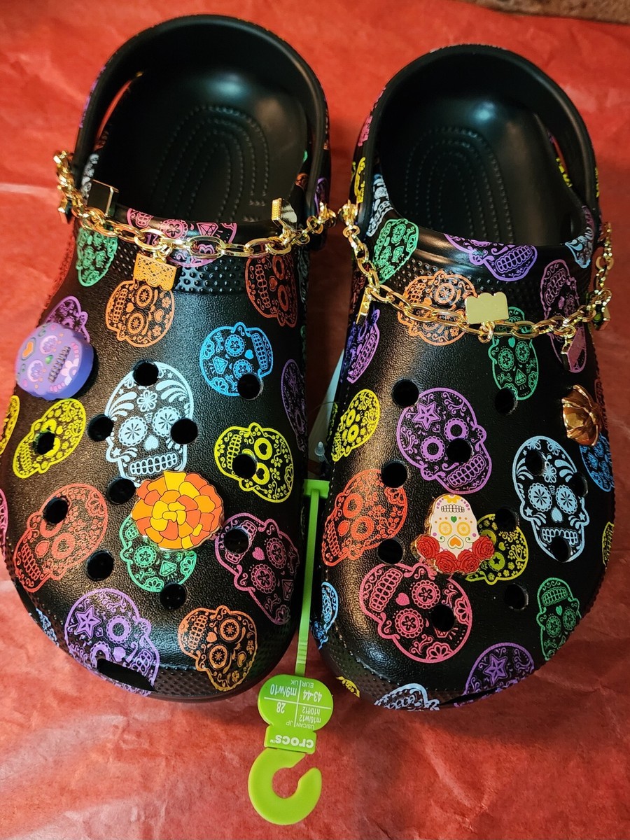 NEW MIP CROCS CLOGS DIA DE LOS MUERTOS MEN SZ 10 WOMEN SZ 12 