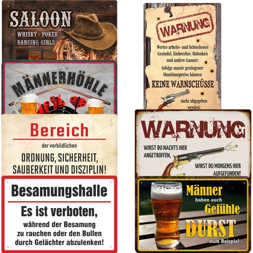 Blechschilder Warnschild lustige Sprüche 20x30cm Whisky Dart Bier