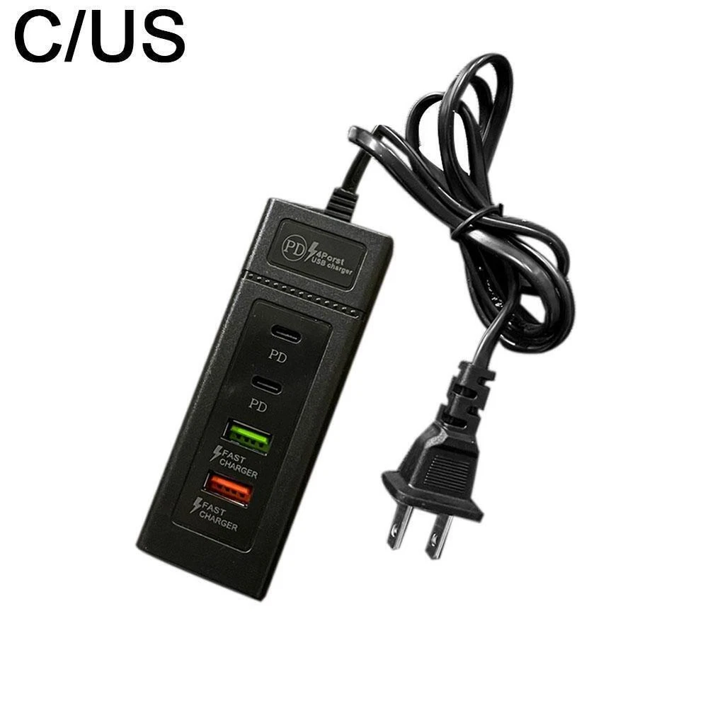 4-Port USB Hub with PD Type-C Fast Charging for Travel