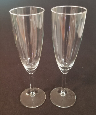Vintage Delicate Champagne Glasses / Champagne Flutes - Set of 2 - 8-1/2'' Tall