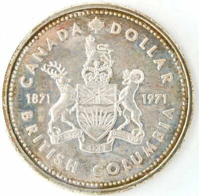 1971 Canada British Columbia 50% Silver One Dollar Coin KM# 80