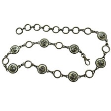 Vtg Gold Tone Ivory Enamel Anchor Chain Belt 38  - 28  Waist Nautical Womens