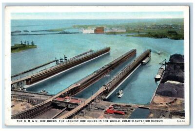 1920 Ore Docks Largest Ore Docks World Duluth Superior Harbor Minnesota Postcard
