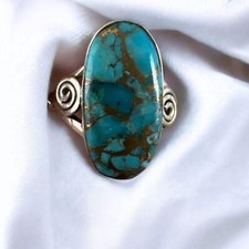 Kingman Turquoise Solid 925 Sterling Silver Ring 6
