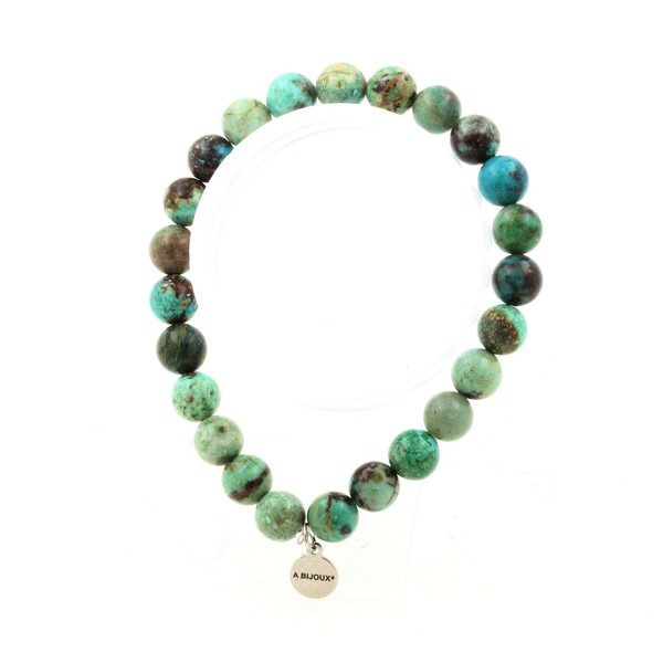 Steine Und MinéRaux. Armband Perlen Chrysocolla Aus Namibia 8 Mm. QualitäT 7A. F-image