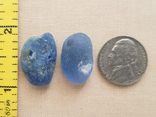 PURE BEACH SEA GLASS SURF TUMBLED LIGHT BLUE CORNFLOWER LAVA BONFIRE SMALL T01