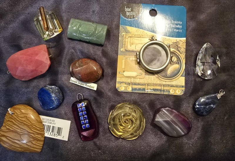 Pendants- Stone, Glass, Crystal, Metal - Miscellaneous Shapes, Styles -Lot of 12