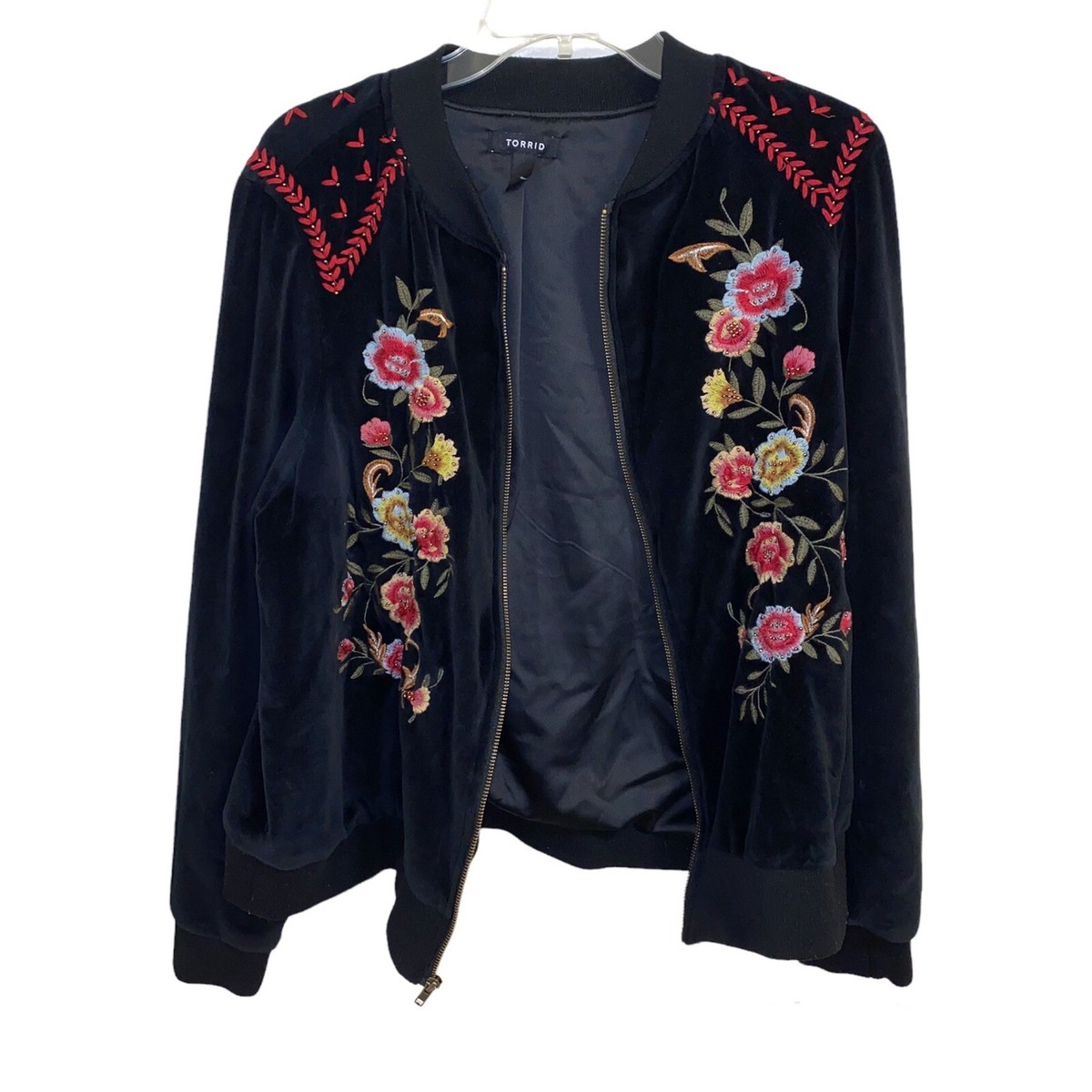 ジャケット・アウター TORRID velor flower embroidery jacket TORRID velor flower embroidery jacket