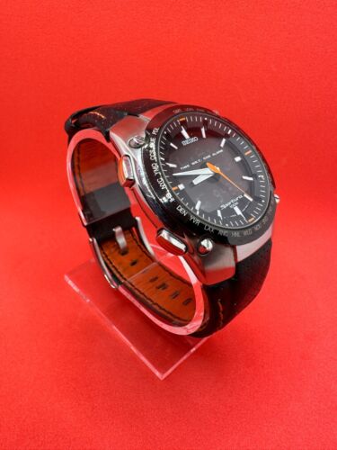 Seiko Sportura 100m Sapphire Crystal H023-00C0 Chronograph Men's Watch Orange - Afbeelding 1 van 8