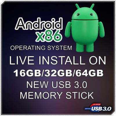 Android-x86 OS 9.0 64bit PC 16/32/64 GB USB 3.2 Drive Linux Live - FREE SHIPPING