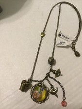 SNOW WHITE Gold Color Pendant Necklace And Charms Retired 24 NWT