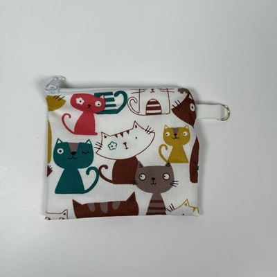 Handmade Zipper Pouch Coin Purse Accessory Bag Lightweight New Cat Kitten