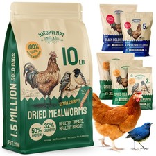 Bulk Dried Mealworms - 10 Lb Bag - Non-GMO Dried Mealworms for Chickens, Duck...