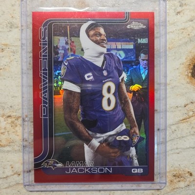 2025 Topps Chrome Lamar Jackson True Red Refractor /5 SSP #24 Ravens
