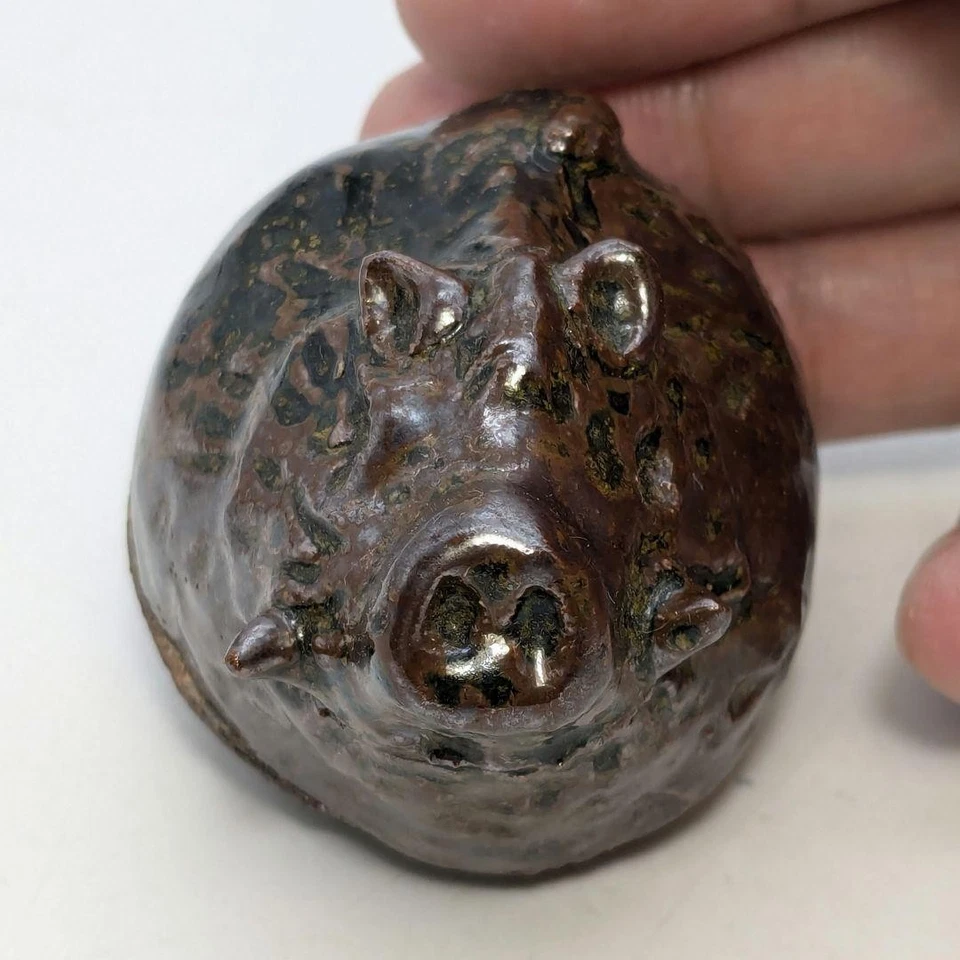 Contenedor de incienso de jabalí esmalte de hierro con caja soporte de incienso zodiaco cerámica Japón Foto 3 de 4