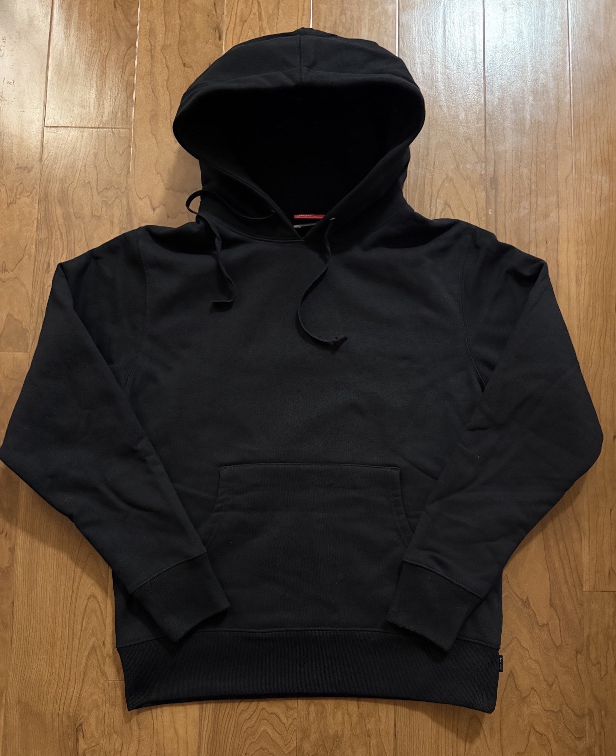Size Large - Supreme Satin Applique Hooded Sweatshirt (FW24) Black thumbnail 3