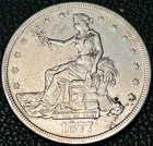 Genuine 1877-S U.S. Silver Trade $1 - VF Details - Cleaned