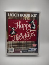 Vintage Latch Hook Rug Kit National Yarn Crafts XR81 Penguin Pair Happy Holidays