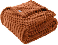 Rust Fleece Throw Blanket - Soft, Cozy, All-Season for Sofa, Couch, Bed