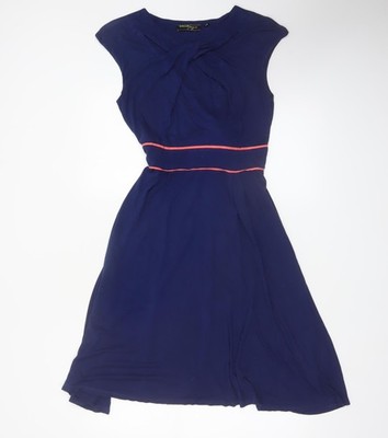 Doll & Frog Damen blau Fit & Flare ärmelloses Kleid Größe 10