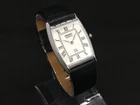 Vintage Seiko Quartz Barrel Tank Roman White Dial Leather Strap Wrist Watch