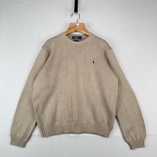 90  s Vintage Polo Ralph Lauren Men  s L Tan Camel Brown Knit Sweater 100 Cotton
