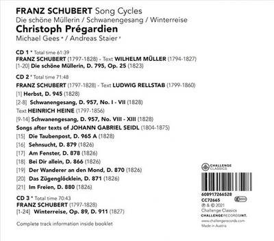CHRISTOPH PREGARDIEN / ANDREAS STAIER / MICHAEL GEES FRANZ SCHUBERT: SONG CYCLES