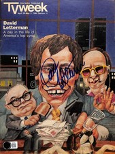 David Letterman Signed 1984 Chicago Tribune TV Week Magazine Photo Beckett