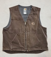 Vintage Carhartt Vest Blanket Lined Zip Up Brown USA Made V19-DKB Sz XL