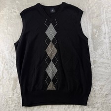 Dockers Argyle V-Neck Sweater Vest Men's Size Large Black