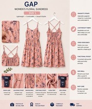 Gap Women's Floral Print Spaghetti Strap Sundress with Smocked Back and Pockets,