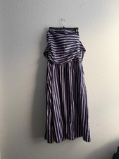 Madewell Women Strapless Ruched Midi Dress in Poplin Size 8