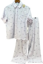 Rae Dunn Pajama Set Women M Short Sleeve Seersucker Butterflies Cropped